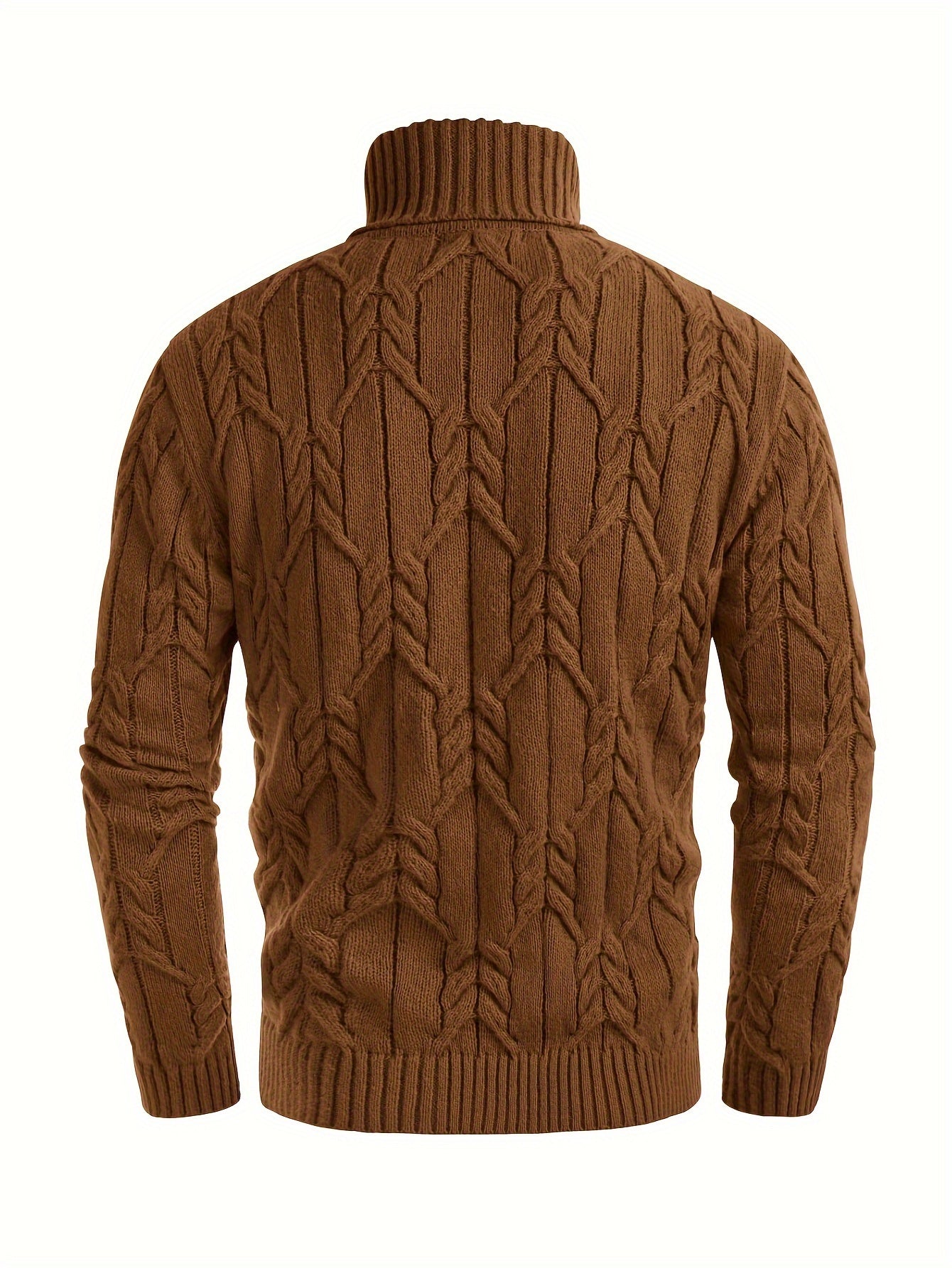 Plus Size Men's Turtleneck Sweater Slim Fit Solid Color Knit Fall Winter Casual Business