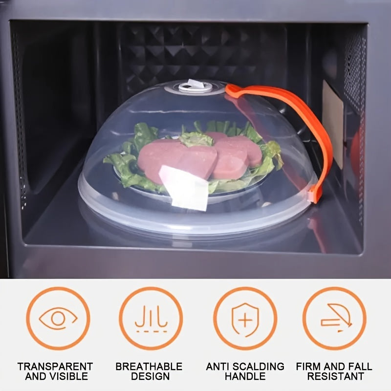 Durable Transparent PP Microwave Splash Cover with Handle Heat-Resistant Reusable Food Cover