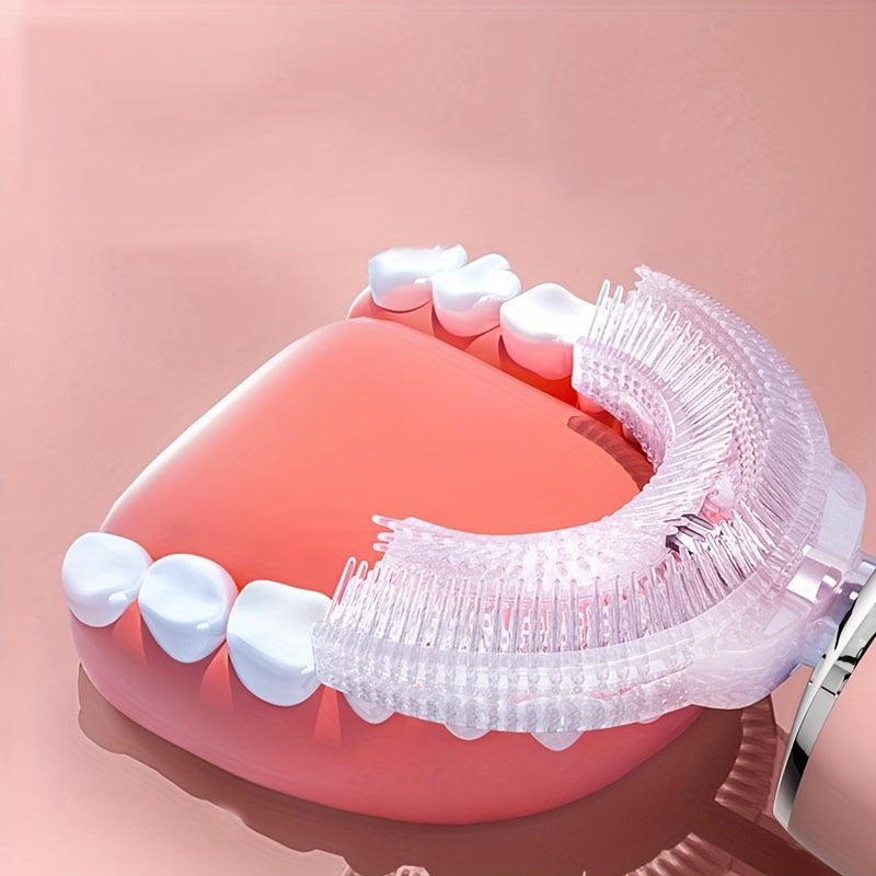 Cepillo de dientes eléctrico en forma de U para niños con 6 modos de limpieza y batería recargable