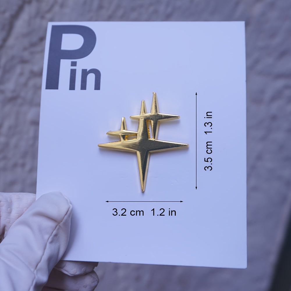 Zinc Alloy Star-Shaped Pin for Clothing and Hats Silver Small