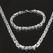 Stainless Steel Men's Necklace and Bracelet Set for Casual and Special Occasions