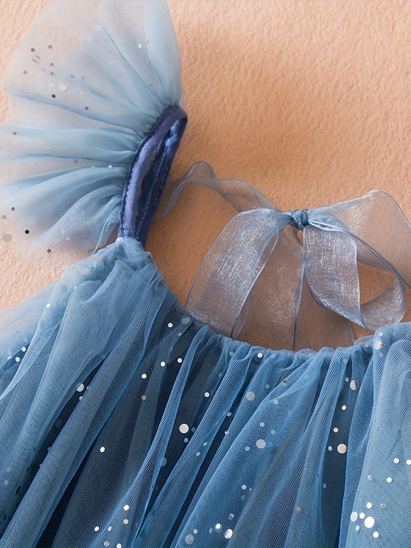 Летнее платье-принцесса с тюлевой звездным небом для девочек старше 3 лет с оборками