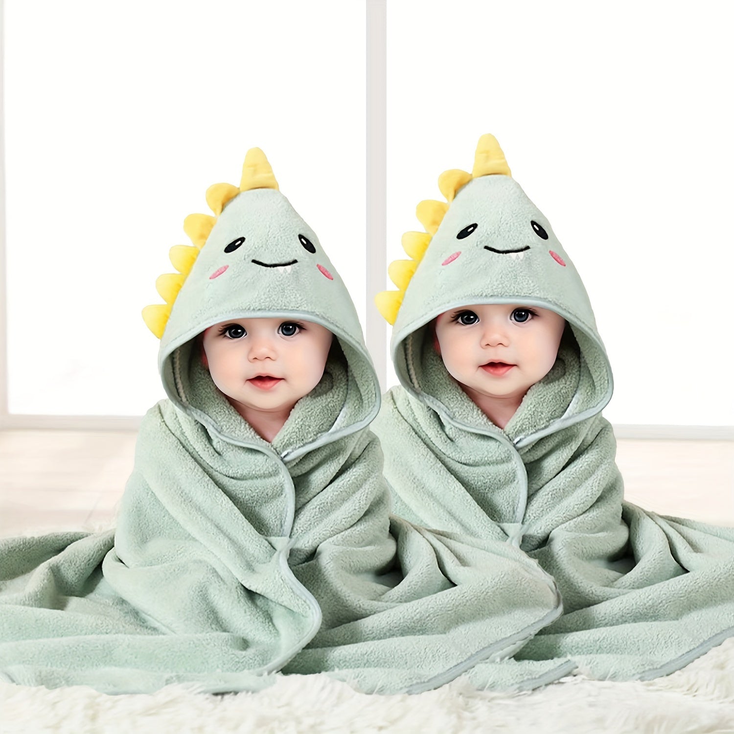 Kids Hooded Bath Towels Set Soft Cotton for Beach Bathroom Travel 2 Pack