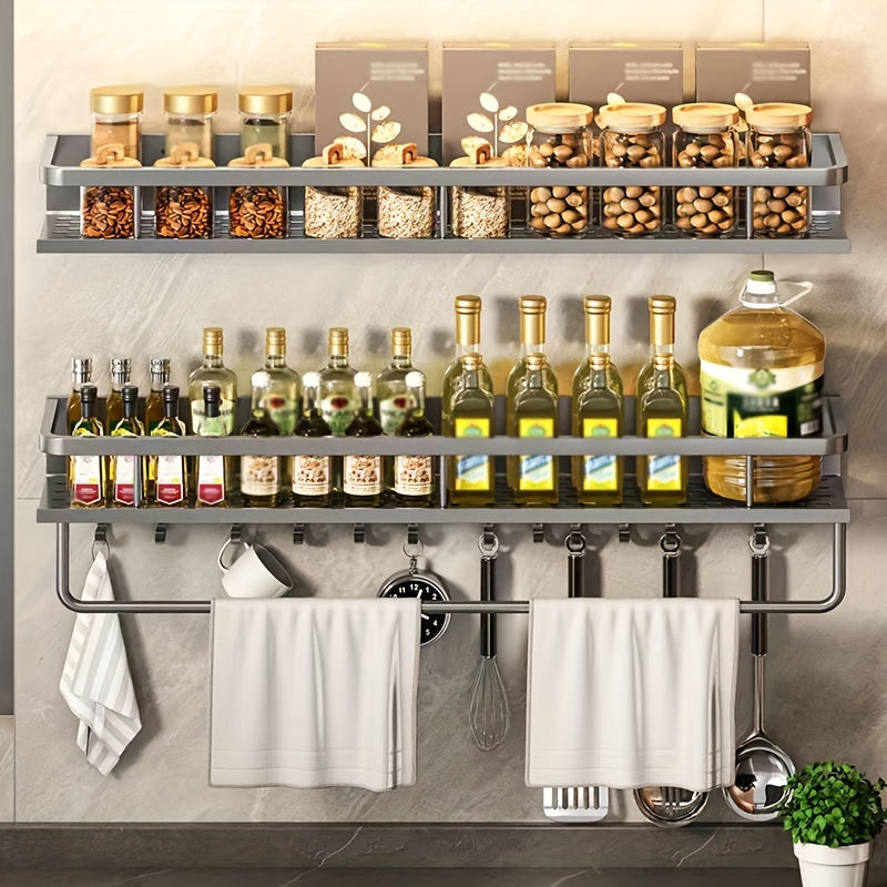 Estante de almacenamiento para especias de montaje en pared, estante para cocina y baño sin perforaciones