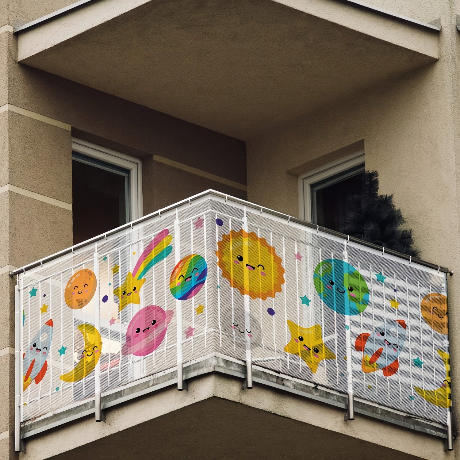 Goldcolin Bolalar Xavfsizlik Tarmog'i To'plami - Yulduz va Oy Dizayni bilan Zina va Balkon Himoyasi, Nontoksik Polyester Toladan Yasalgan