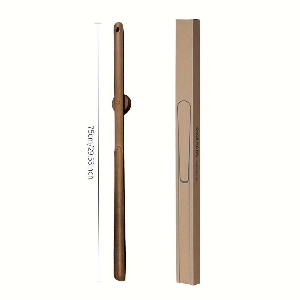 Long Wooden Shoe Horn 75cm with Magnetic Base Durable Beechwood