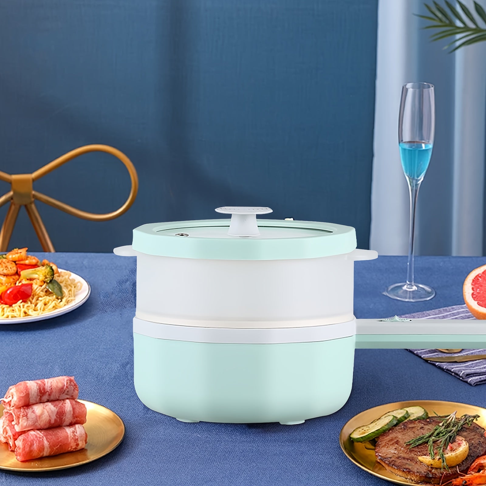 1.5L portativ elektr hotpoti, qotishma po'latdan yasalgan, qopqog'li, yotoqxona va uy uchun