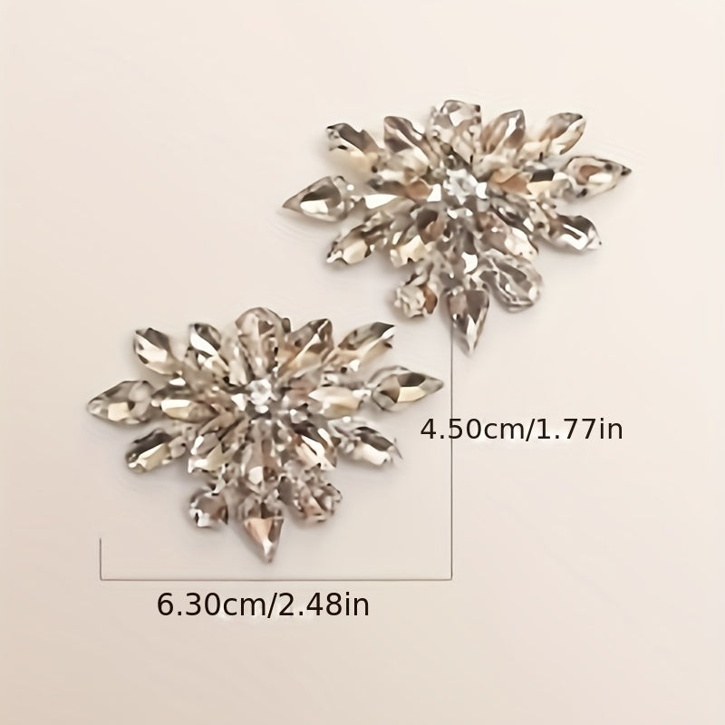 Women Rhinestone Flower Shoe Clips Set of 2 Removable Accessories