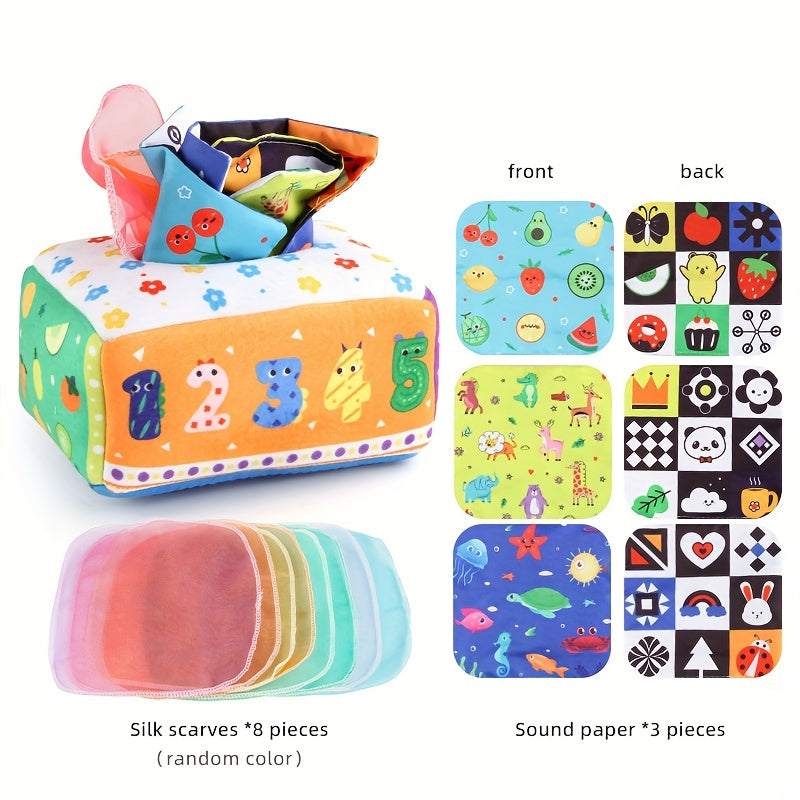 Baby Toy Soft Tissue Box Interactive Learning Toy for Kids Finger Strengthening