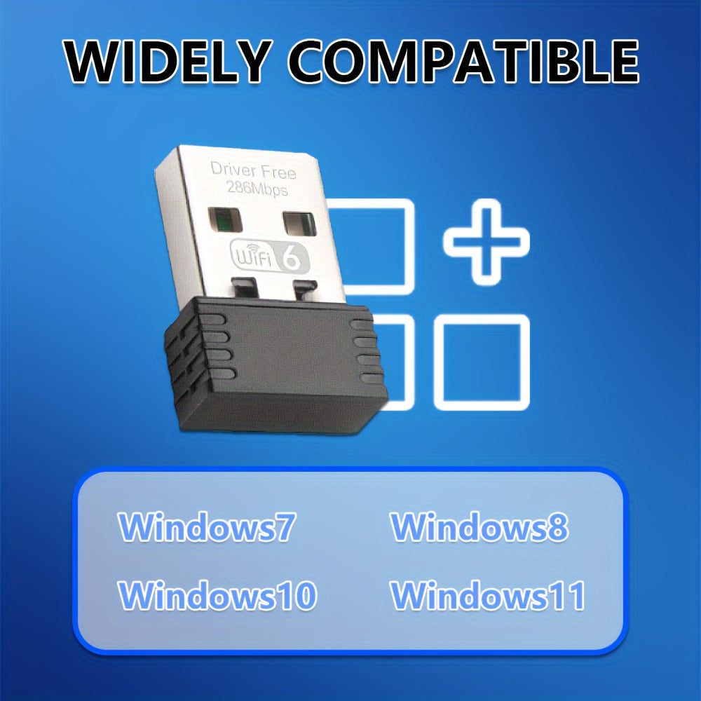 OPTFOCUS WiFi 6E USB Adapter - Yuqori tezlik 286Mbps, PC uchun mini simsiz qabul qiluvchi, ulash va o'ynash; Wink bilan mos keladi.
