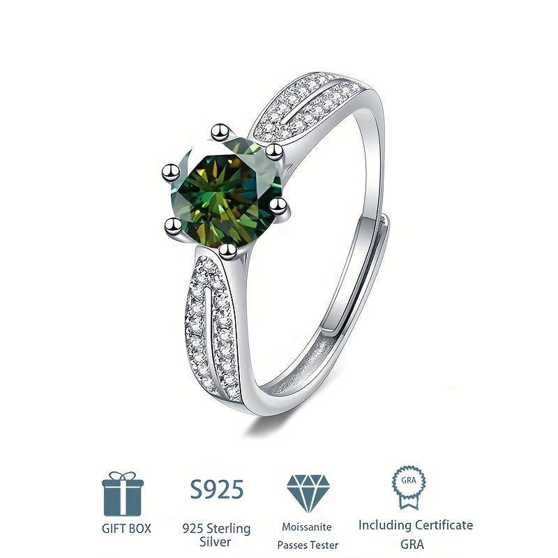 Sterling Silver 2ct Moissanite Engagement Ring Wedding Band Anniversary Gift