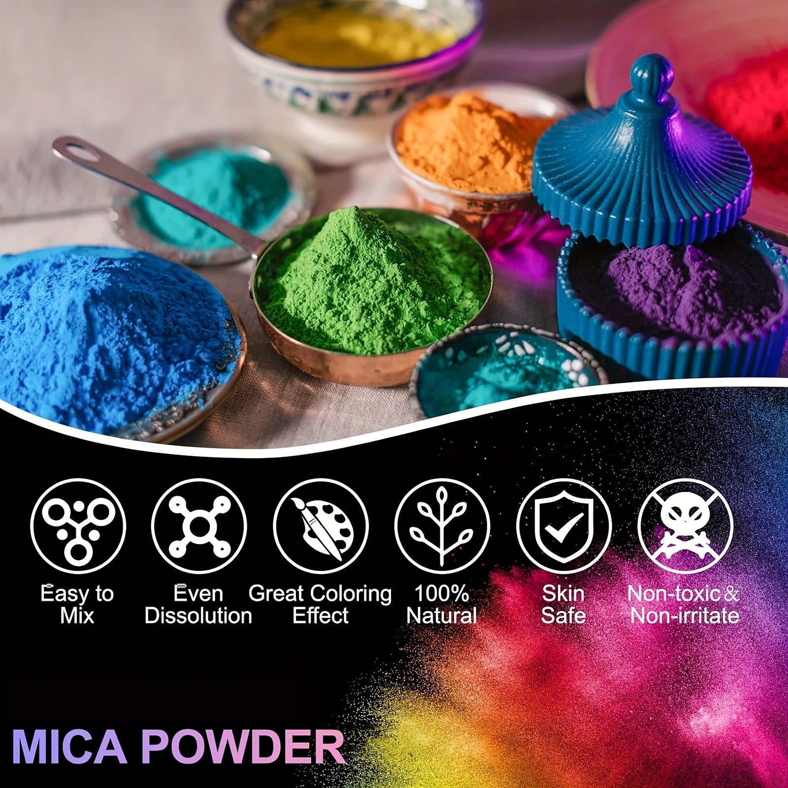 24 Colors Mica Powder Set 20ml Bottles for Resin Candle Jewelry Art Crafts