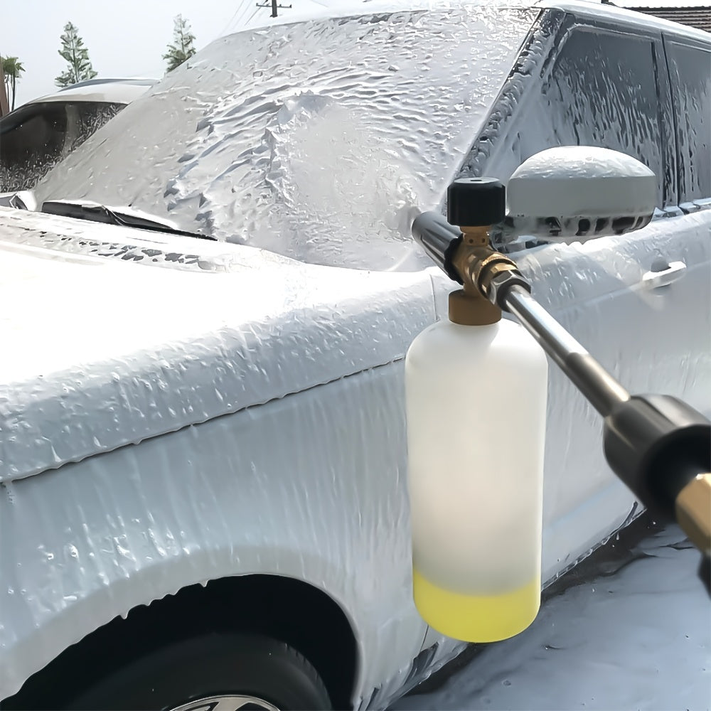 Lanza de espuma de alta presión de 1L para lavado de coches con boquilla ajustable y conexión rápida