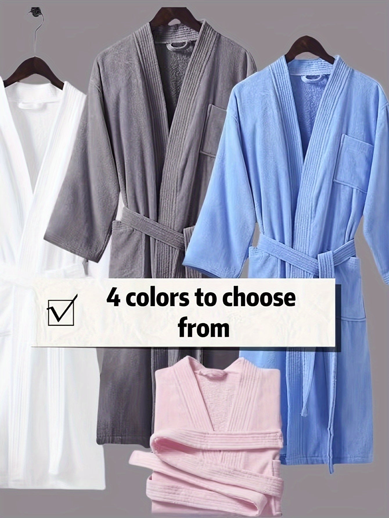 Uniseks paxta hammom ro'moli yumshoq so'riladigan kesilgan velurdan, V-qo'shni, kamar, bir xil rangda. Cho'zilmaydigan to'qima mato kuz/qish uchun, mehmonxona, mehmon uyi, uy va sayohat uchun mos.