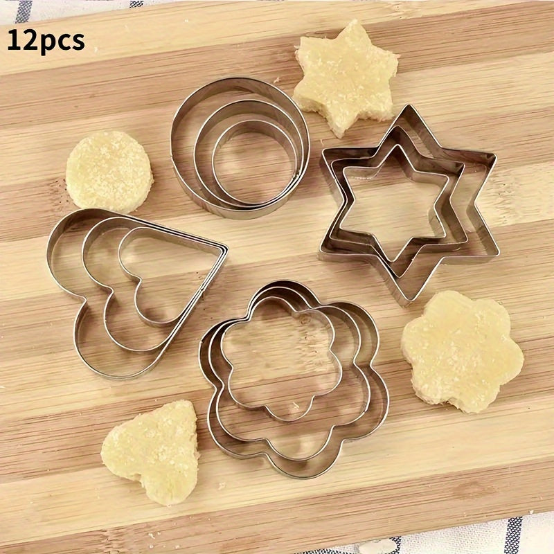 Set of 12 Stainless Steel Cookie Cutters for Christmas Halloween Thanksgiving Baking and Biscuits