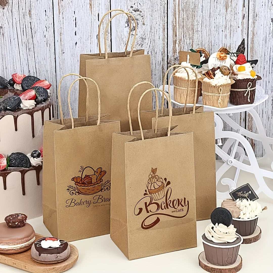 10 Pack Brown Kraft Paper Gift Bags with Handles for Shopping and Events