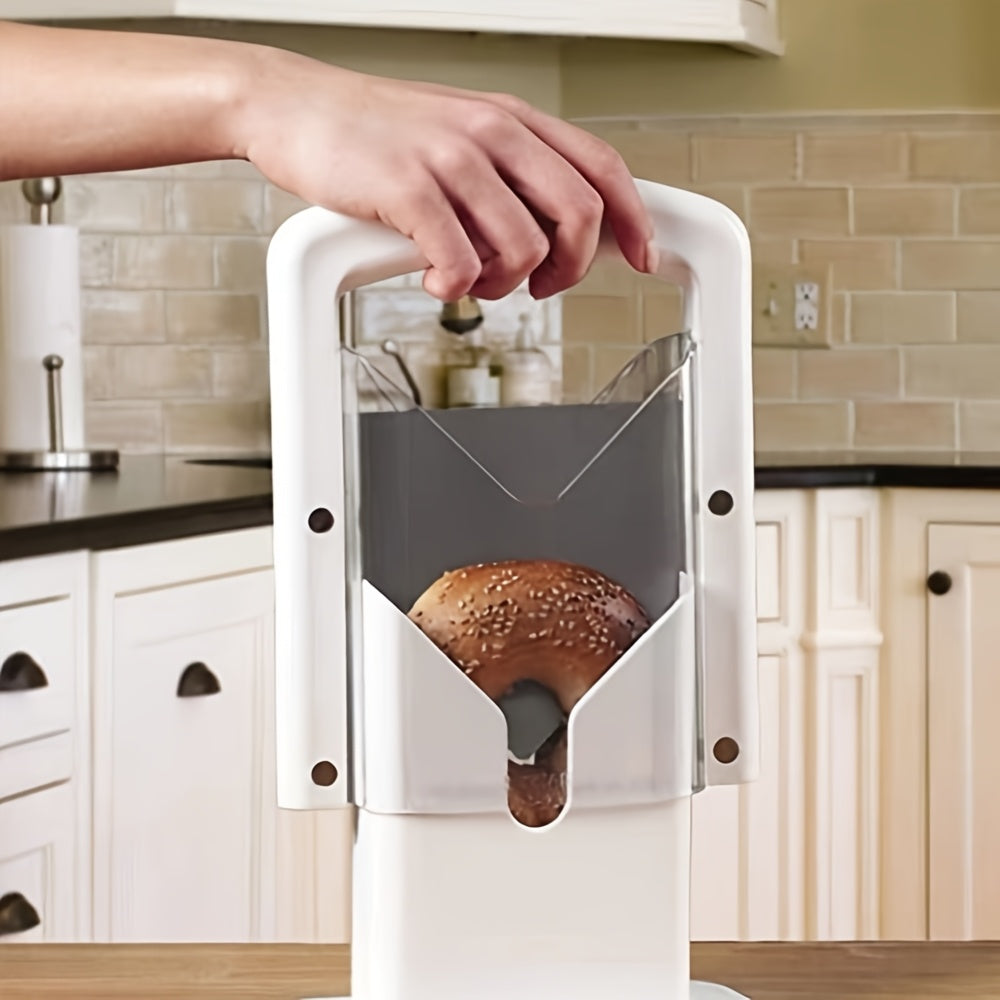 Bagel non uchun pishirish uchun zanglamaydigan po'latdan yasalgan, sirpanmaydigan tutqichli, chidamli asosli, uyda va tabiatda foydalanish uchun mukammal bo'lgan non kesgich