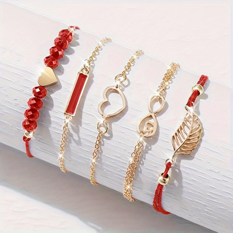 Set de relojes de cuarzo de 6 piezas con pulseras de cuero sintético con pedrería para mujeres