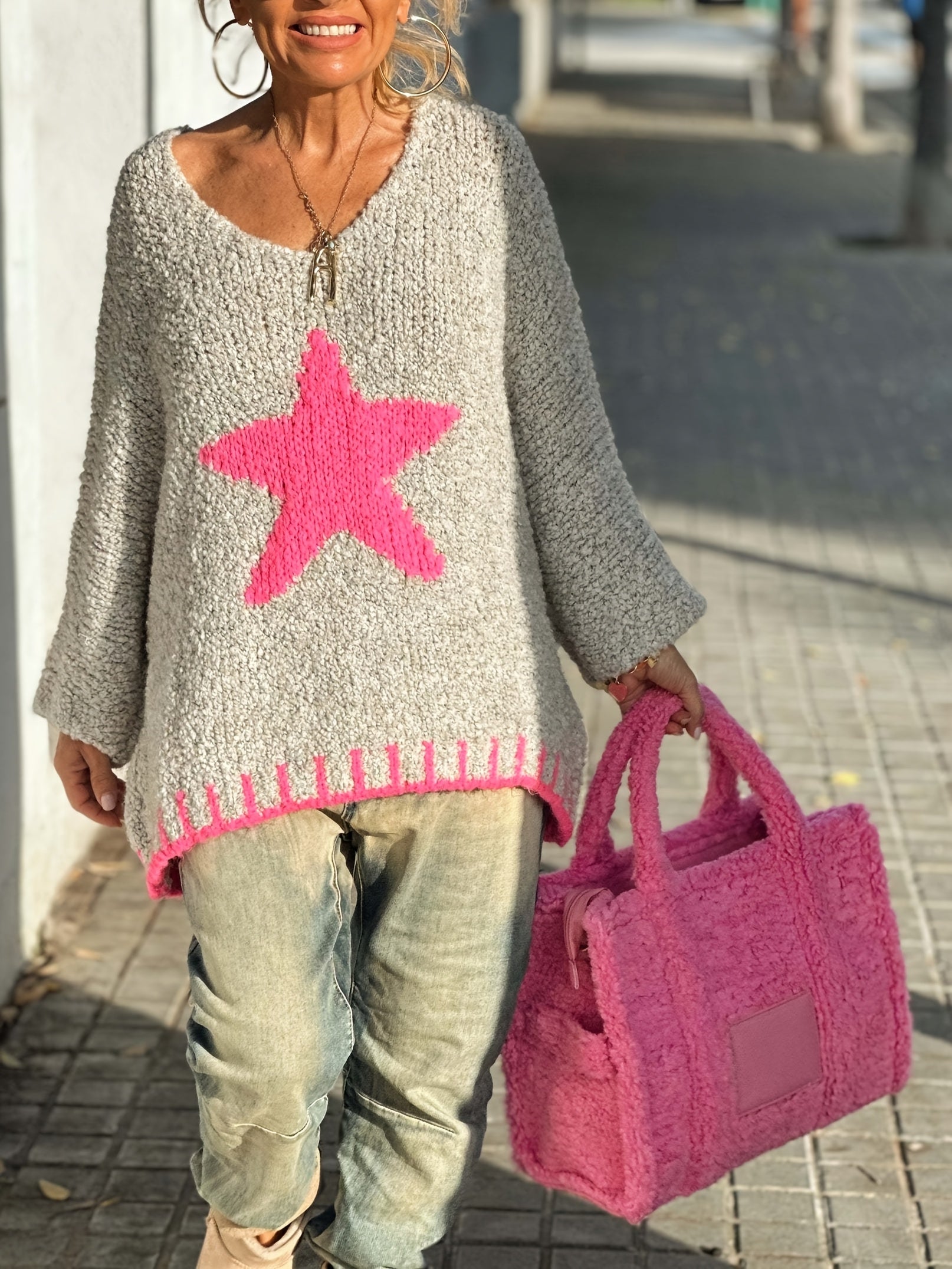 Women's Plus Size Oversized V-Neck Sweater Lightweight Ribbed Pullover