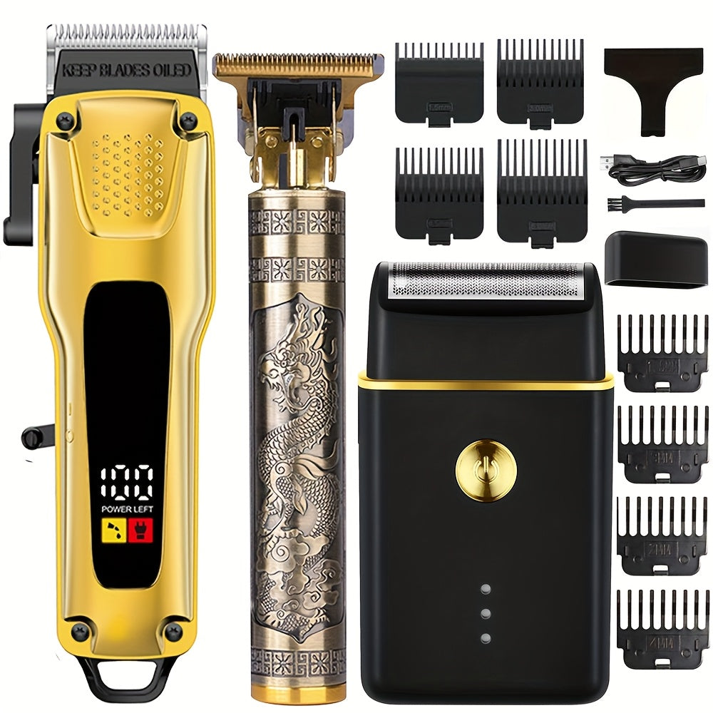 3-в-1 Электрическая машинка для стрижки волос USB-перезаряжаемый литий-ионный аккумулятор для близкого бритья, удобная для путешествий