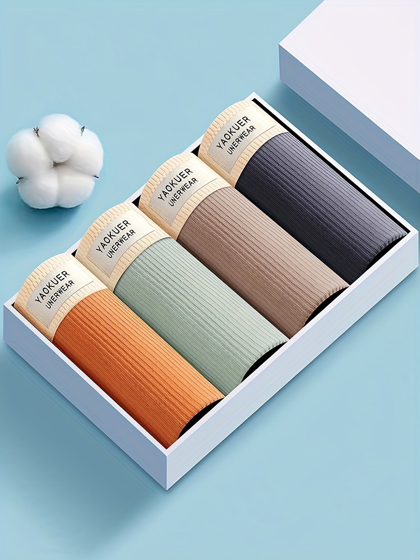 Men's Cotton Boxer Briefs Breathable Quick-Dry Soft Skin-Friendly Mid-Waist Underwear for Daily Wear and Casual Sports