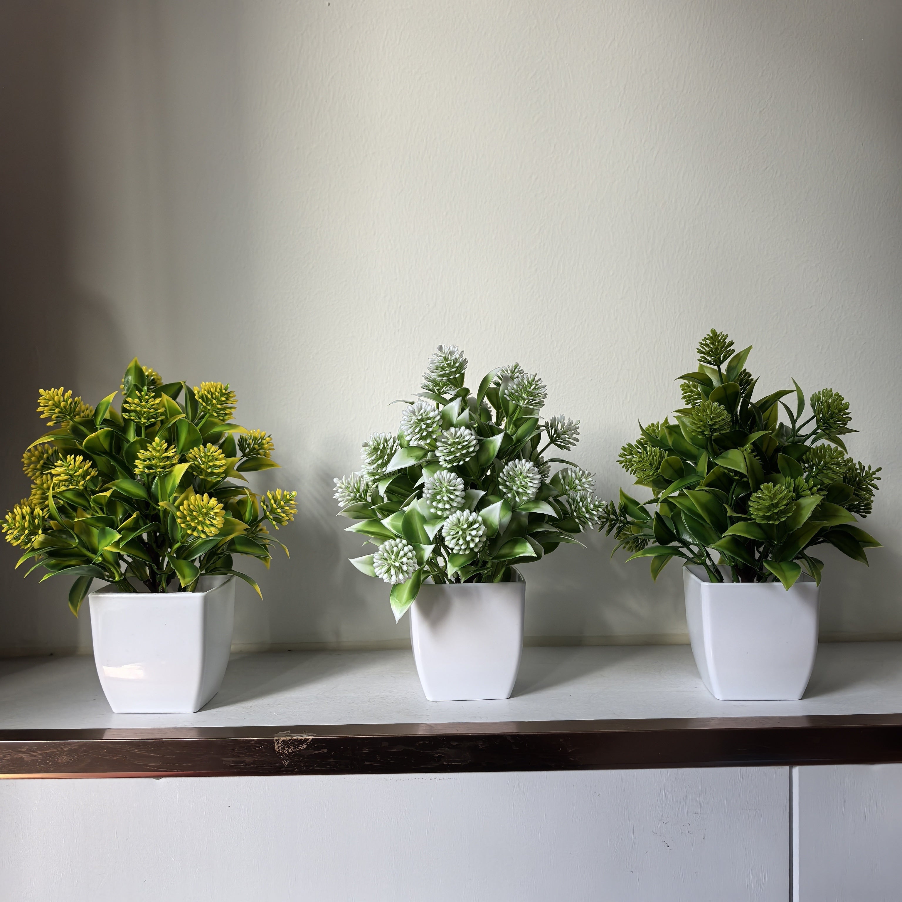 Decoración de planta artificial con flor en maceta para hogar, oficina y dormitorio