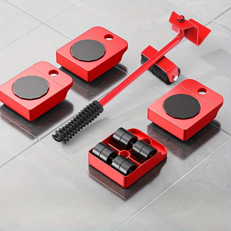 Комплект алюминиевых тележек с системой блоков для перемещения тяжелой техники и мебели