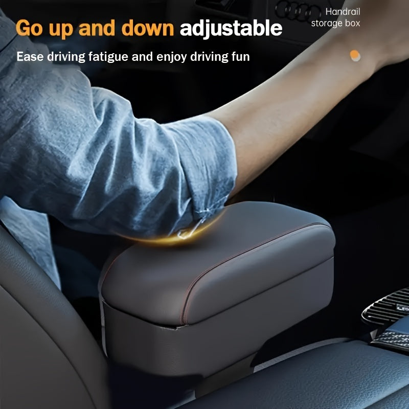 Universal Faux Leather Car Armrest Pad Center Console Cup Holder Organizer