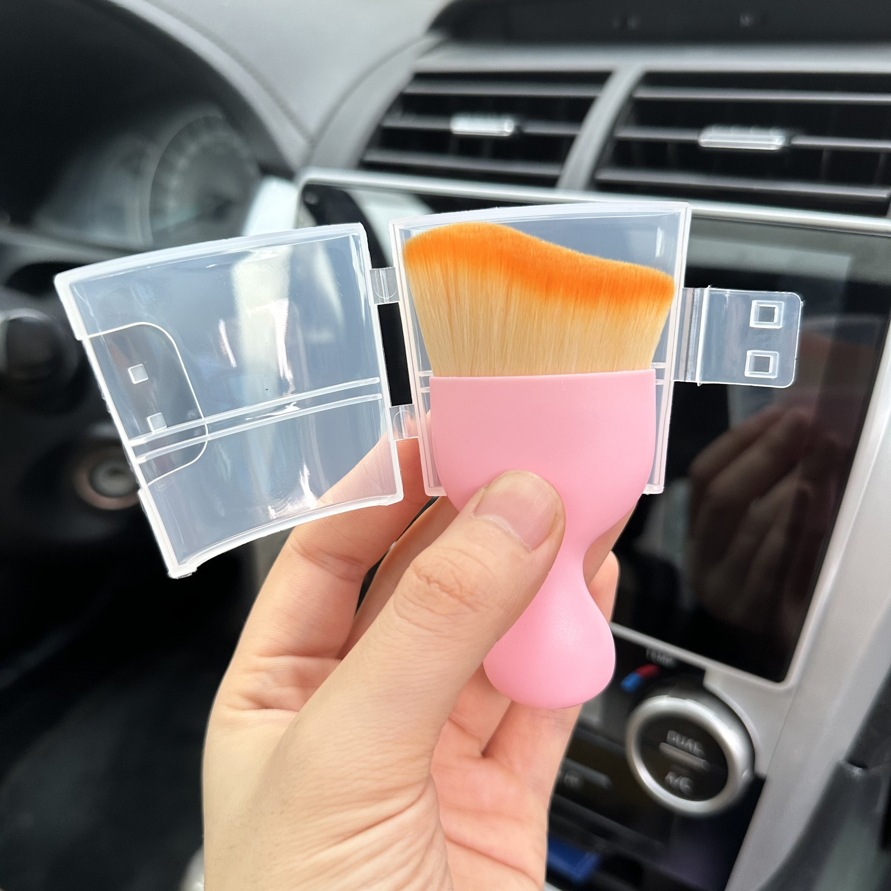 Cepillo de detallado para coches rosa para limpieza interior, cerdas suaves