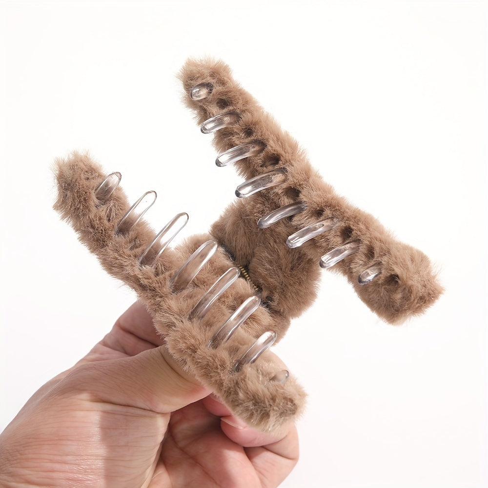 Qizlar uchun 6 ta yoqimli katta tirnoq kliplari, sirpanmaydigan plush material