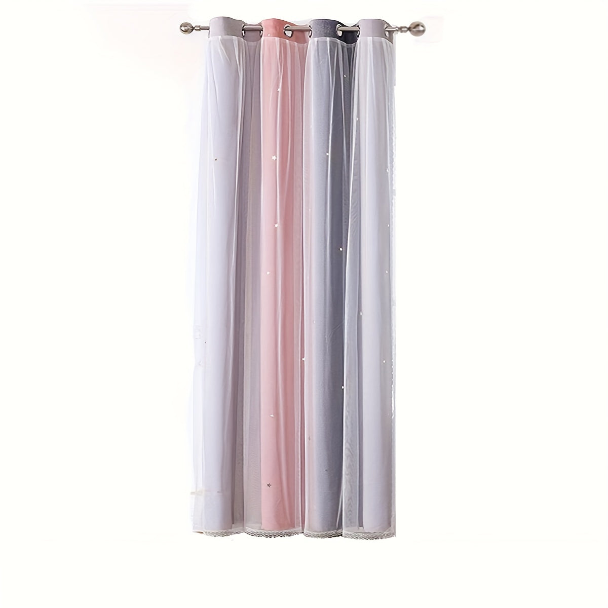 Эта занавеска с двойным слоем и люверсами украшена узором из звезд в виде радуги, идеально подходящим для добавления игривого акцента в вашу детскую, спальню или гостиную. Улучшите декор вашего дома с помощью этой очаровательной панельной занавески.