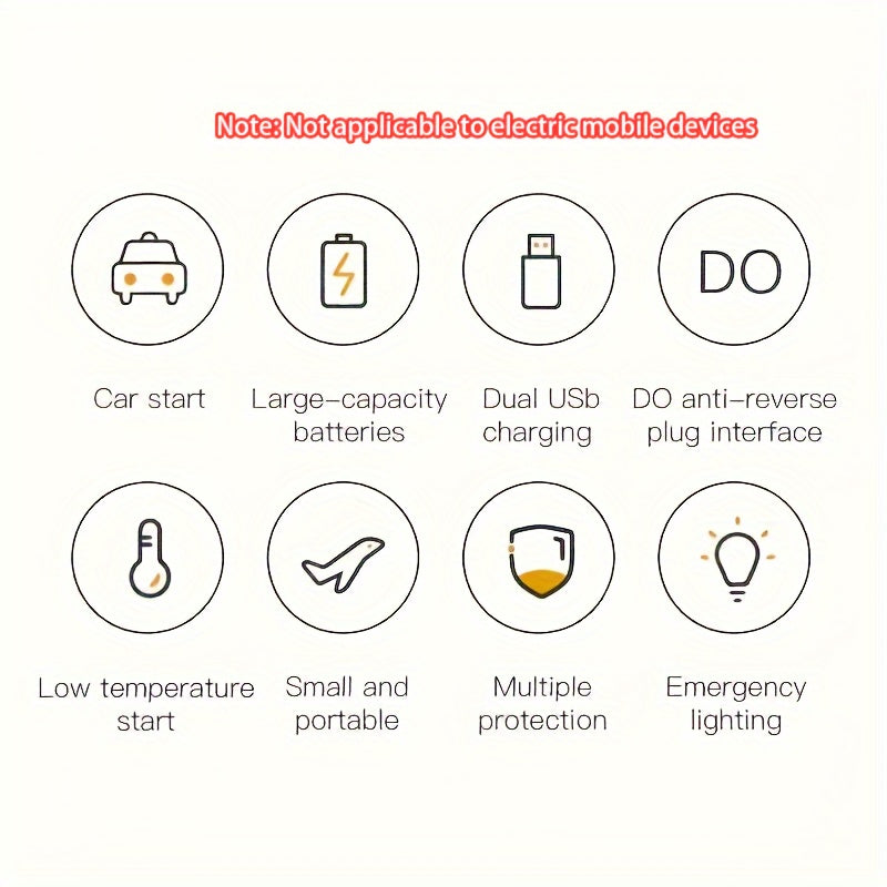 Portativ favqulodda avto boshlash batareyasi, USB zaryadlash va tashish qutisi bilan