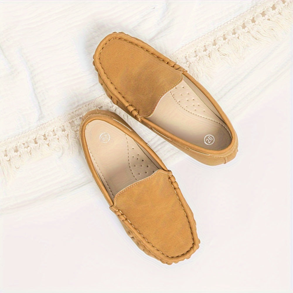 Boys Slip-On Loafers in Black and Brown PU Formal Casual All-Season