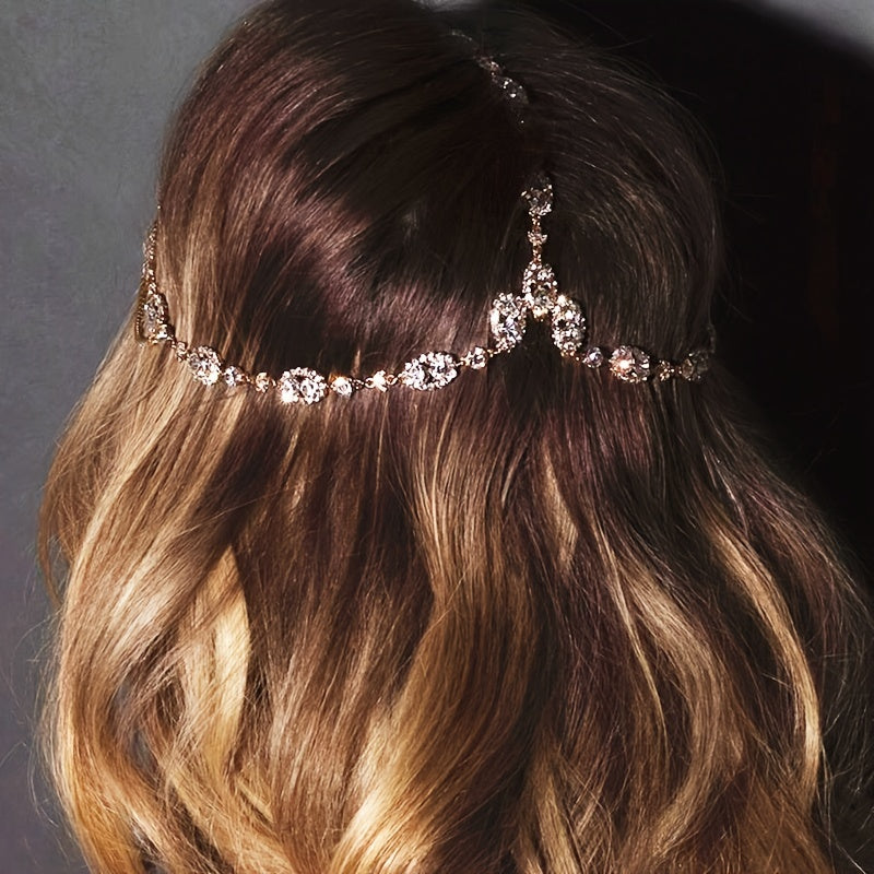 Bridal Headband with Rhinestone Chain for Women Elegant Hair Accessory