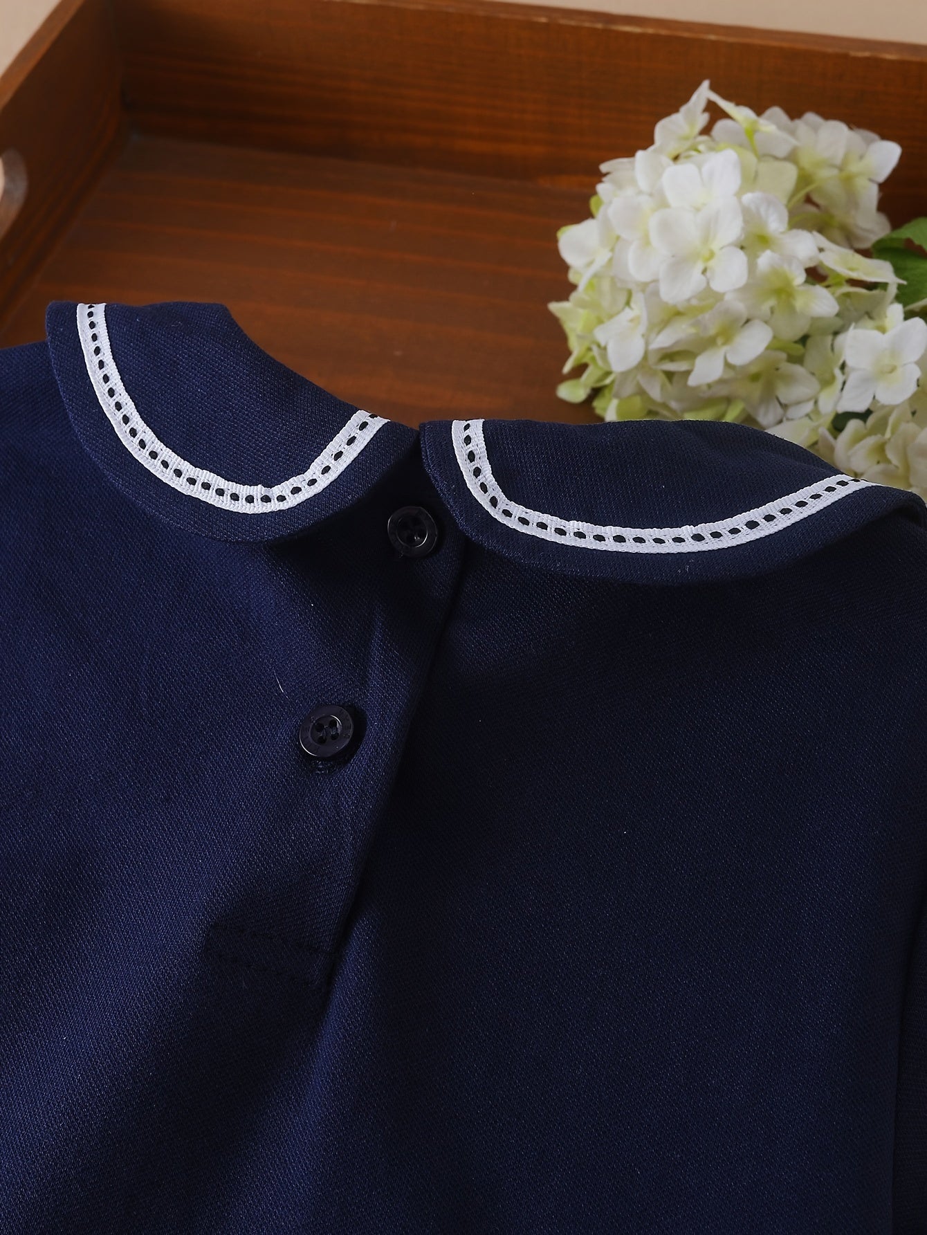 Girls Cotton Short Sleeve Dress with Collar for Summer Party and Gift