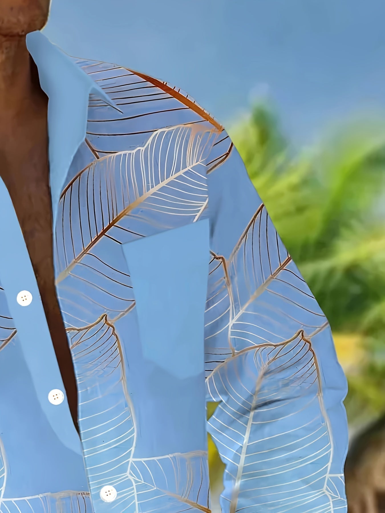 Men's Tropical Leaf Gradient 3D Print Long Sleeve Shirt Polyester Plus Size Vacation