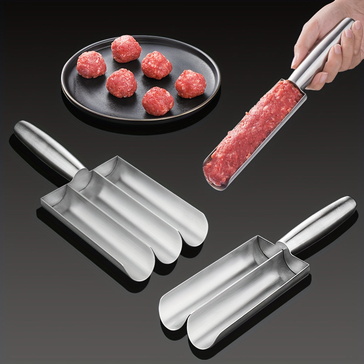 Stainless Steel Meatball Maker 4-in-1 Kitchen Tool for Quick and Easy Shaping