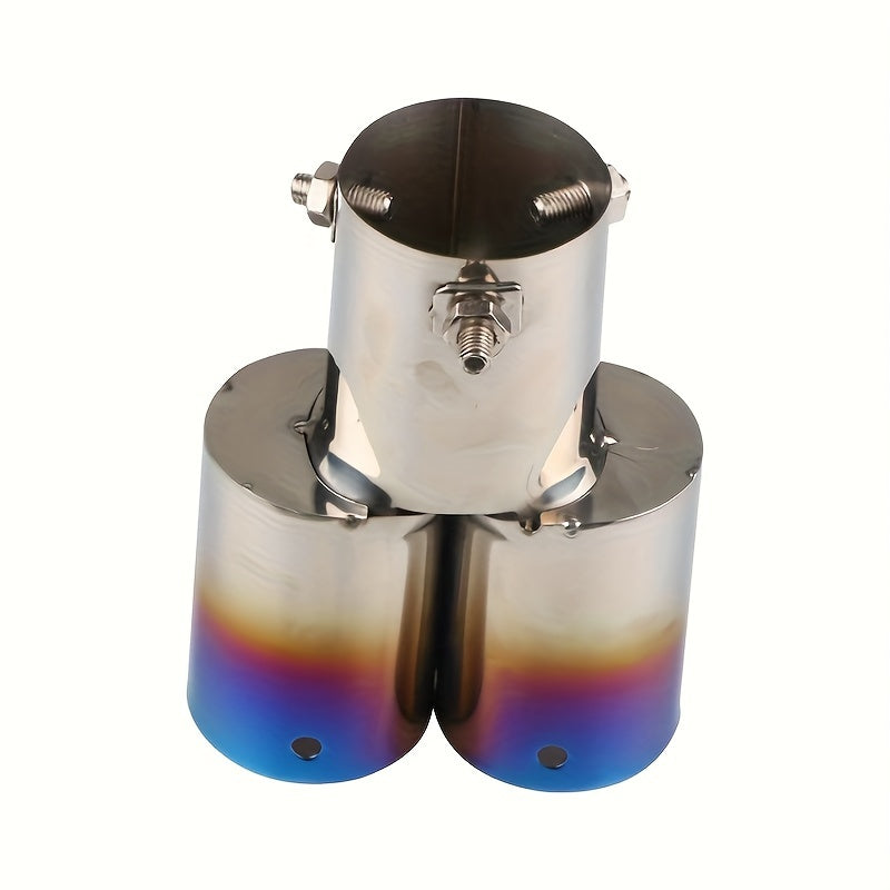 Stainless Steel Dual Exhaust Tips Blue Finish Easy Install Durable