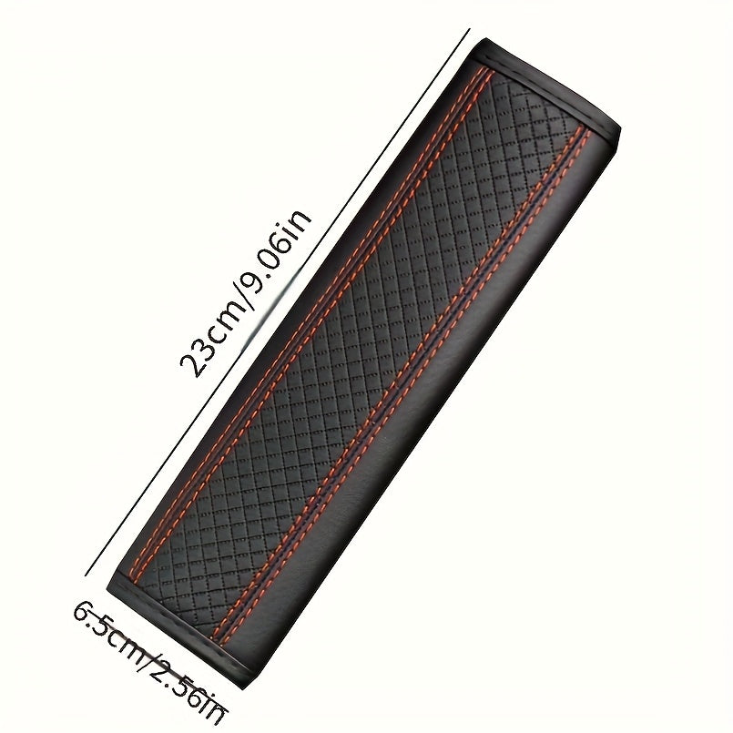 Universal PU Leather Car Seat Belt Cover Checkered Pattern Comfort and Safety