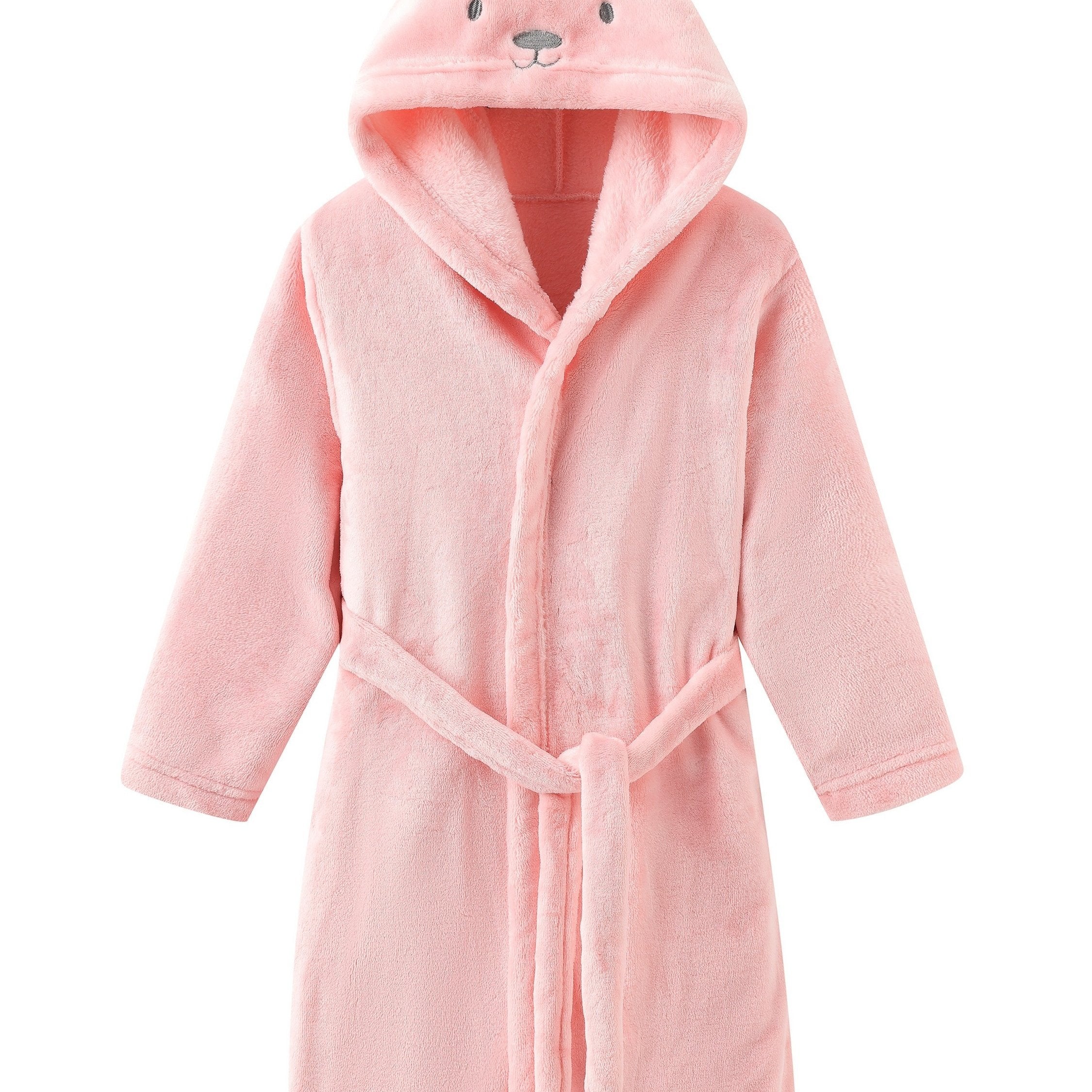 Bolalar uchun pushti koral junidan tayyorlangan qulay quyon quloqli hammom ro'moli, mashinada yuvish mumkin, qiziqarli hayvon dizayni bilan, barcha fasllar uchun mukammal, o'yinchoq kiyim.