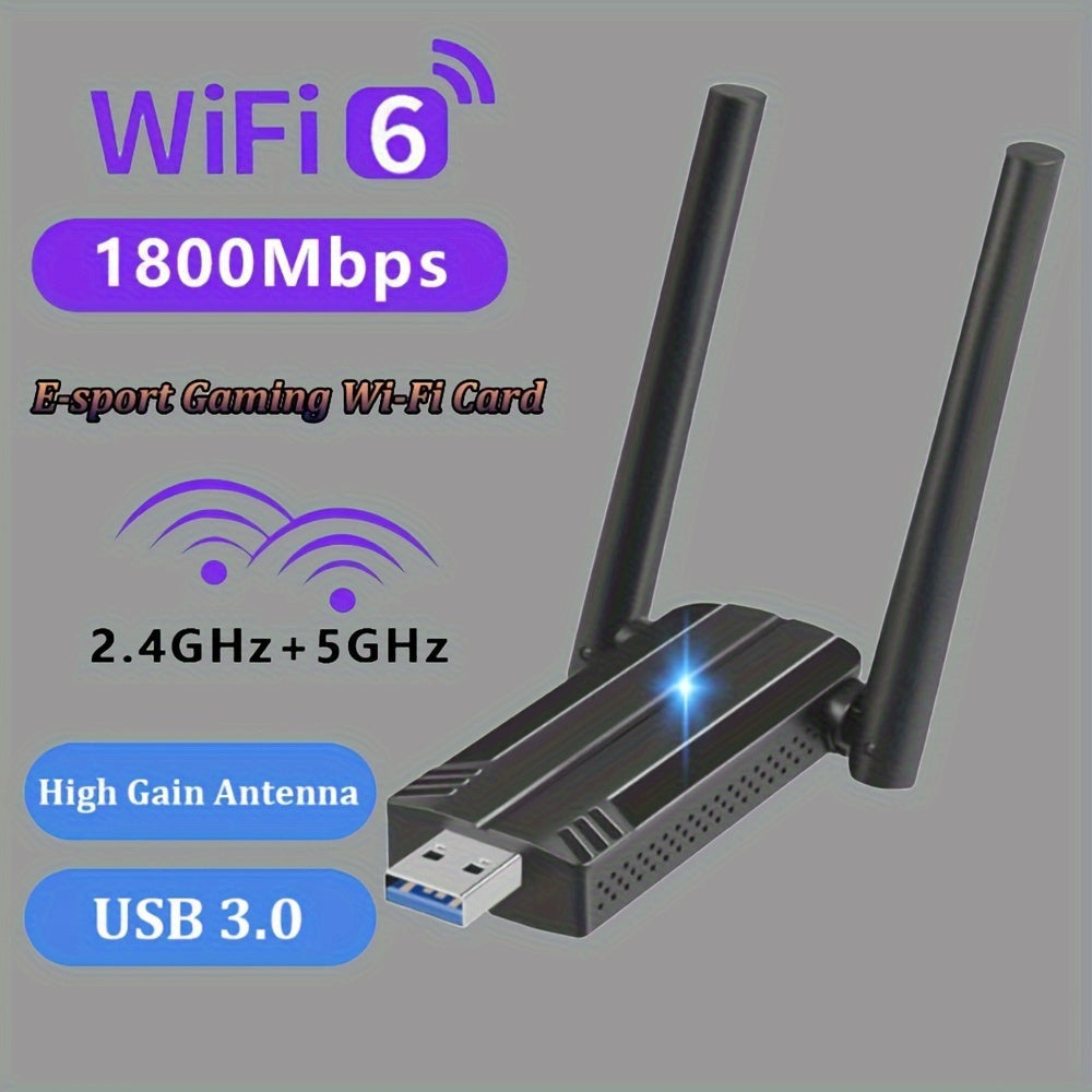 WiFi 6 USB Adapter Dual Band AX1800 for PC Windows 7 10 11