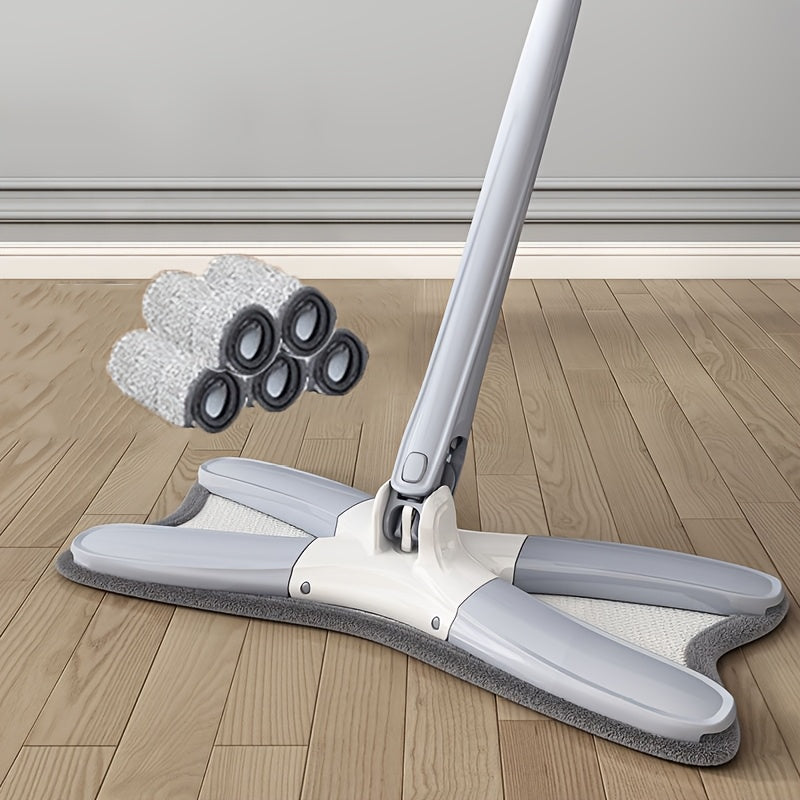 6-Pack Butterfly-Shaped Wet Dry Mops with 360° Rotation and Fiber Pads