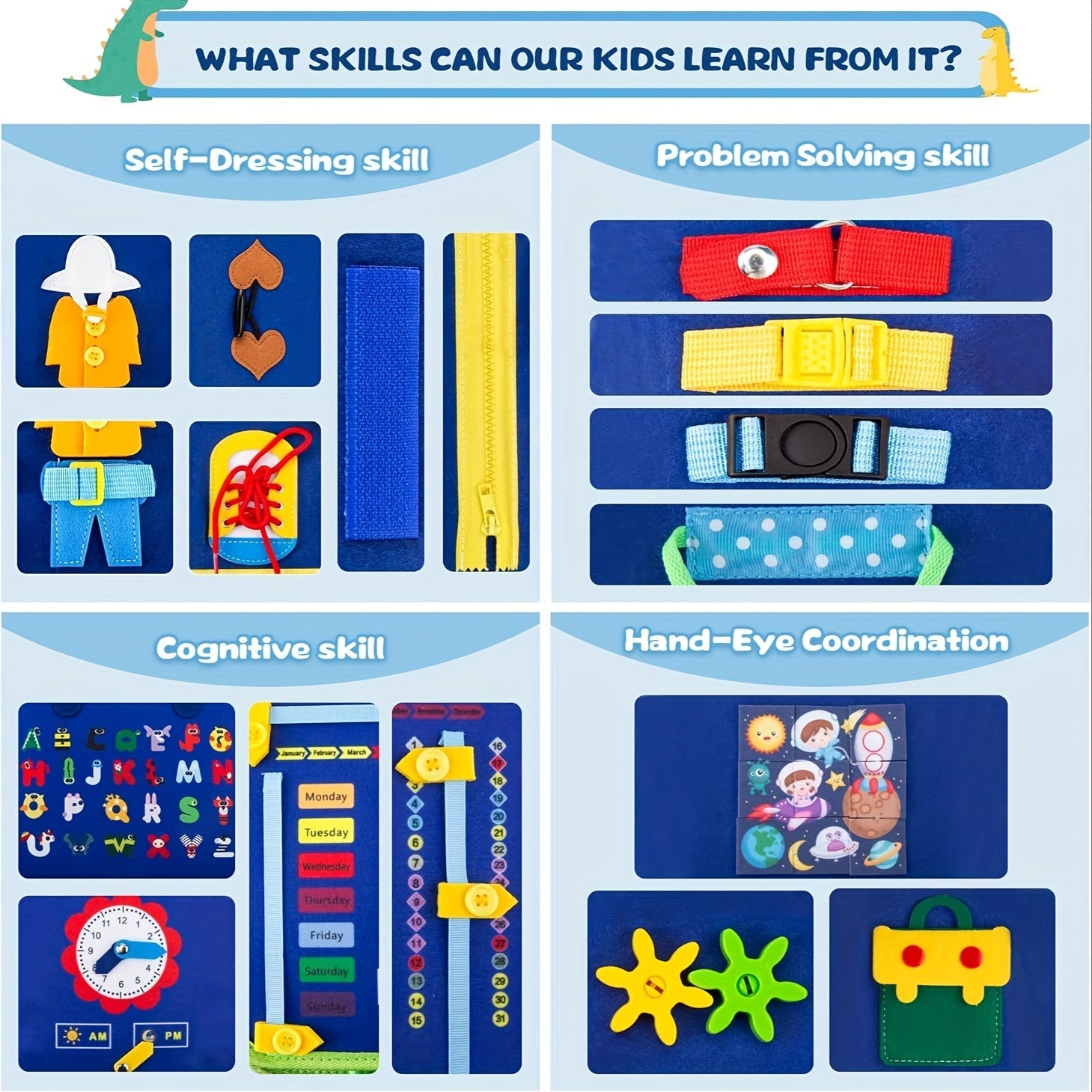 Children's Educational Toy Sensory Board for Developing Numbers Letters and Fine Motor Skills