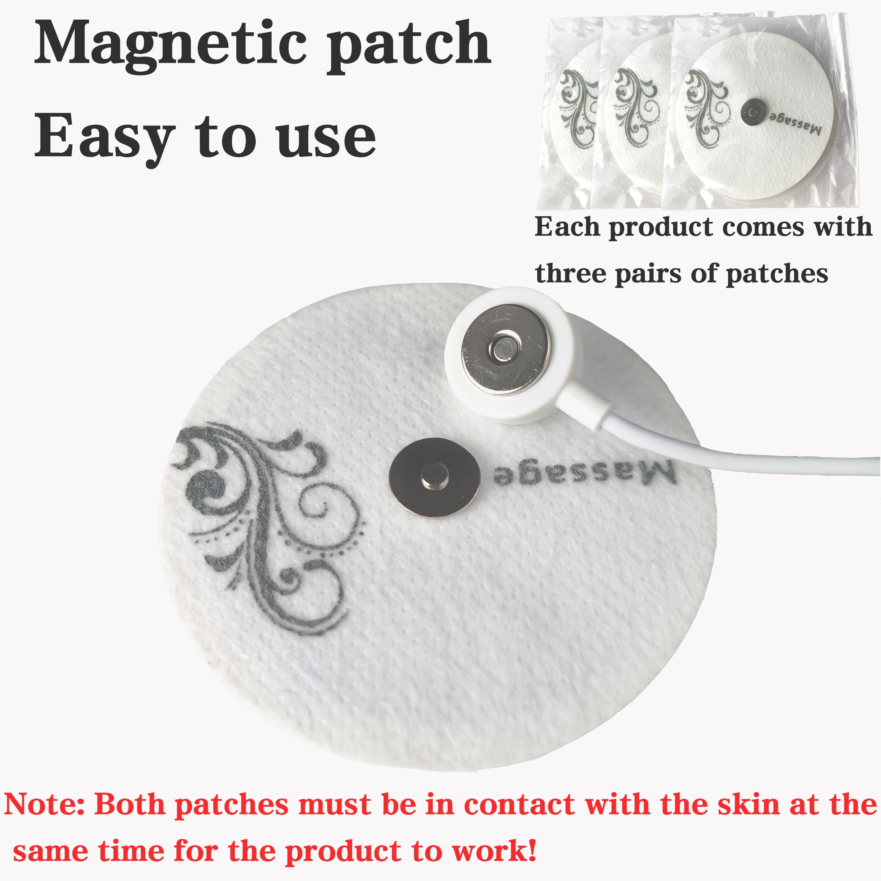 6 rejim, 8 kuch va mobil telefon quvvat manbai uchun adapter ulagichi bilan massaj yamoqi. Qo'l, son, orqa va butun tana massaji uchun mos keladi.