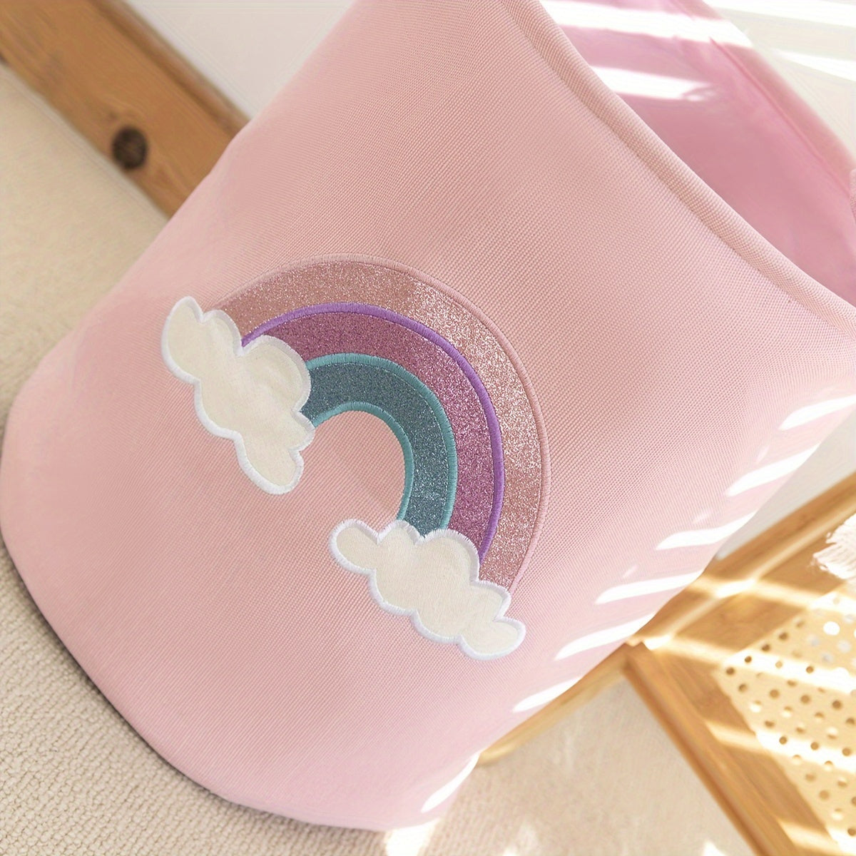 Pushti dumaloq kir yuvish savati, bolalar matosi saqlash idishi, uyda tartibga solish uchun ideal, hammomda, yotoqxona, yashash xonasi, yotoqxonada va uy bezatishda.