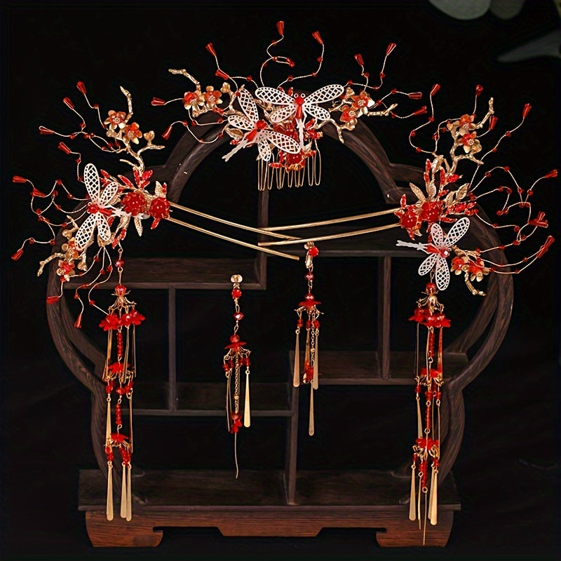 Retro Hair Stick Hair Comb and Earrings Set for Women Hair Accessories