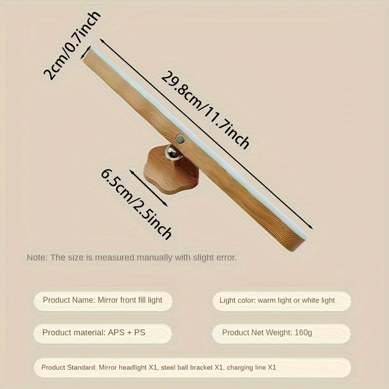 LED Wall Light with Adjustable 360° Rotation Touch Control USB Charging Magnetic Wall Mount for Makeup