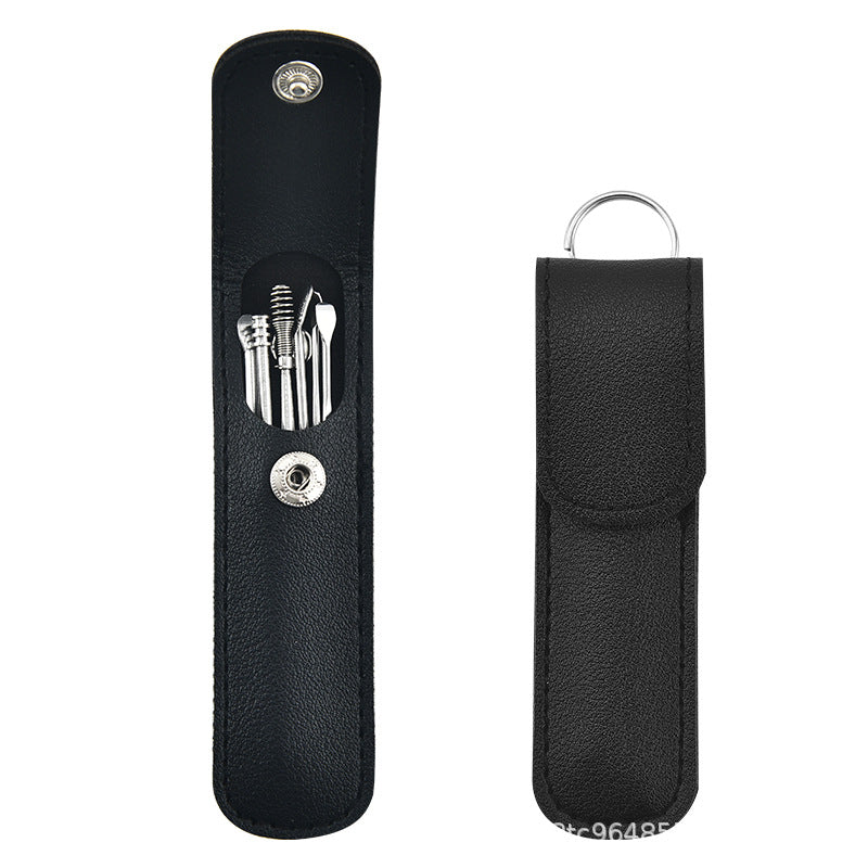 Uniseks zanglamaydigan po'latdan yasalgan quloq sızishini tozalash uchun to'plam 6-in-1 quloq cho'ntak to'plami