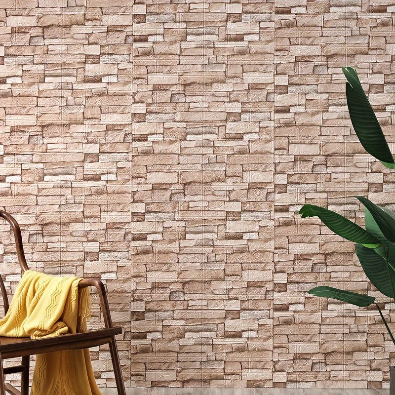 Vintage Brick Pattern Self-Adhesive Waterproof Wallpaper Roll 5m x 70.76cm for Living Room Kitchen Bedroom