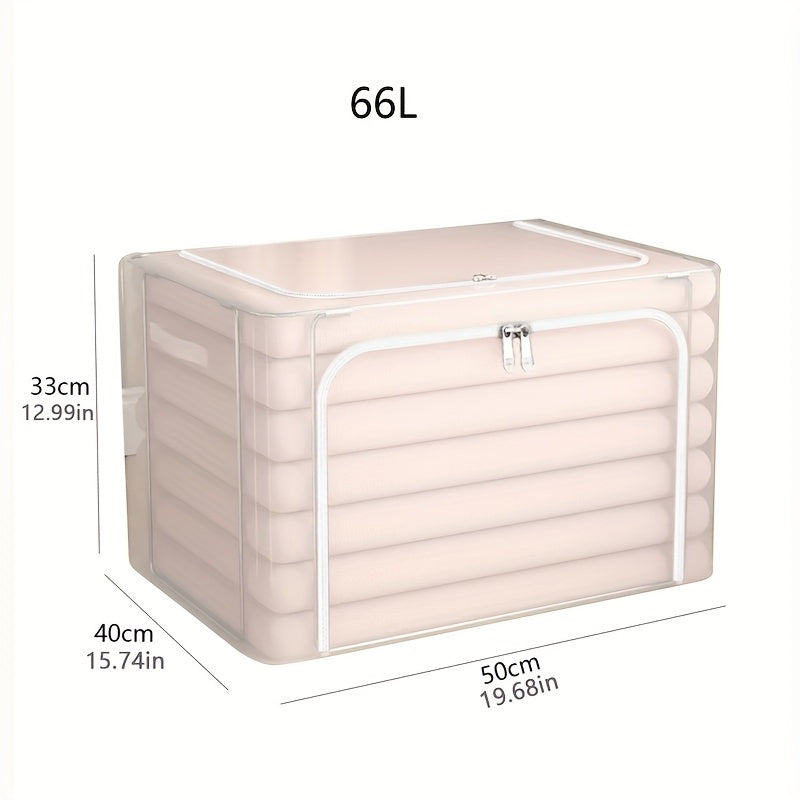 Large Capacity Clothes Storage Box with Steel Frame Waterproof Foldable Organizer for Seasonal Items